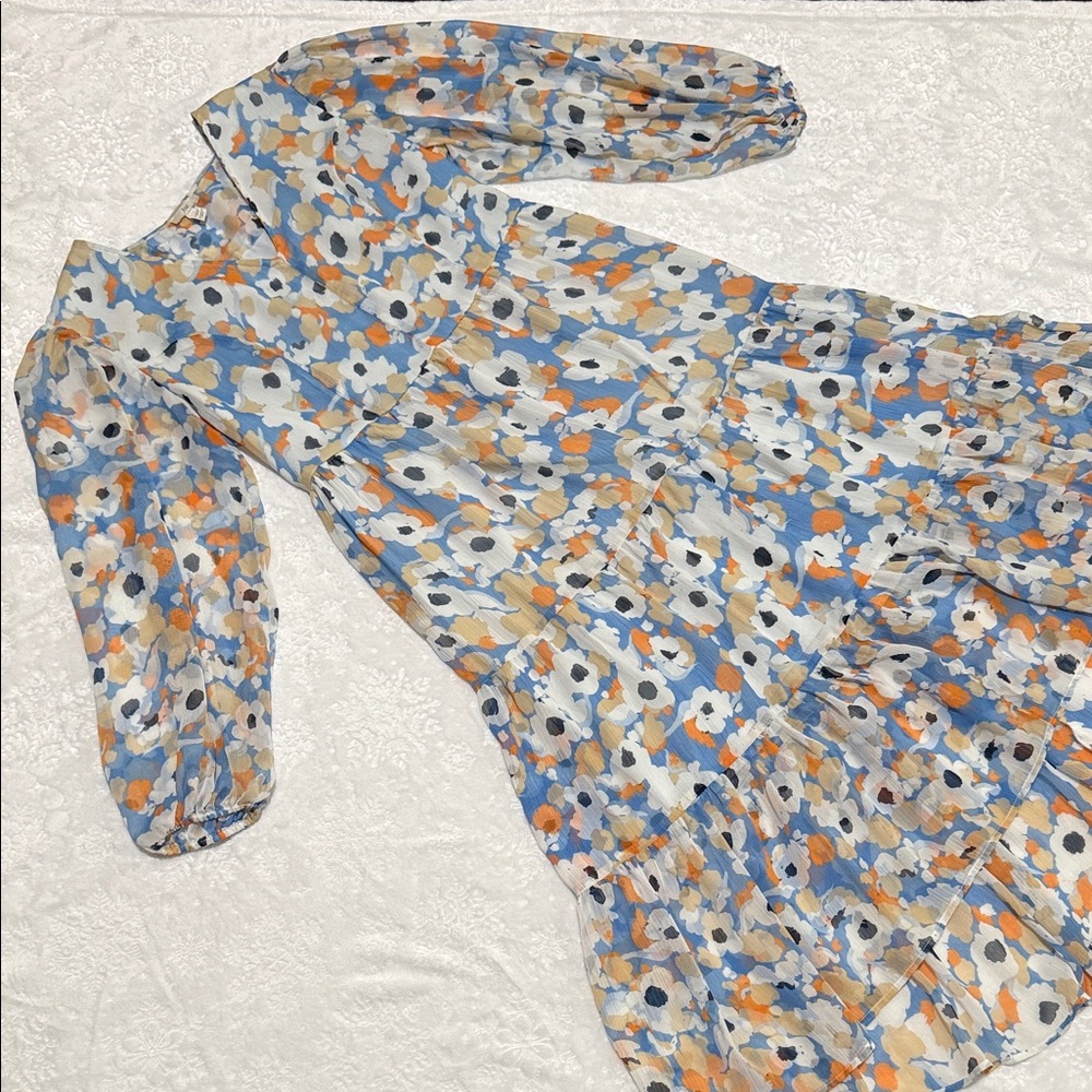 Joie Floral Maxi Dress - Blue, Orange, White